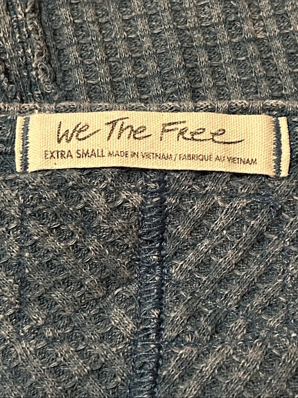 Free People We The Free Coraline Thermal V-Neck Top Oversized Blue Size XS